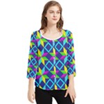 Colorful stars pattern                                                                     Chiffon Quarter Sleeve Blouse