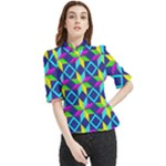 Colorful stars pattern                                                                    Frill Neck Blouse