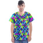 Colorful stars pattern                                                                      Men s V-Neck Scrub Top