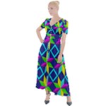 Colorful stars pattern                                                                        Button Up Short Sleeve Maxi Dress