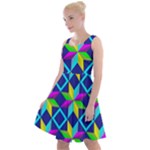 Colorful stars pattern                                                                       Knee Length Skater Dress