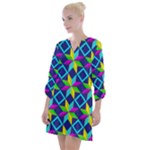 Colorful stars pattern                                                                      Open Neck Shift Dress