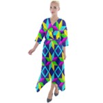 Colorful stars pattern                                                   Quarter Sleeve Wrap Front Maxi Dress