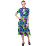 Colorful stars pattern                                                                        Keyhole Neckline Chiffon Dress