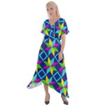 Colorful stars pattern                                                                      Cross Front Sharkbite Hem Maxi Dress