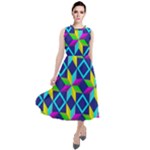 Colorful stars pattern                                                                        Round Neck Boho Dress