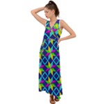 Colorful stars pattern                                                                       V-Neck Chiffon Maxi Dress