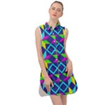 Colorful stars pattern                                                                        Sleeveless Shirt Dress