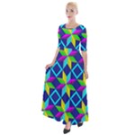 Colorful stars pattern                                                                       Half Sleeves Maxi Dress