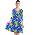 Colorful stars pattern                                                                       Quarter Sleeve Waist Band Dress