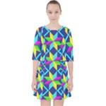 Colorful stars pattern                                                                       Quarter Sleeve Pocket Dress