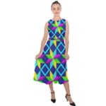 Colorful stars pattern                                                                   Midi Tie-Back Chiffon Dress