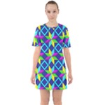 Colorful stars pattern                                                                        Sixties Short Sleeve Mini Dress