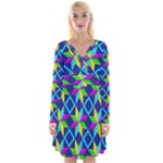 Colorful stars pattern                                                                        Long Sleeve Front Wrap Dress