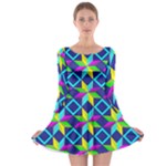 Colorful stars pattern                                                                     Long Sleeve Skater Dress