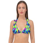 Colorful stars pattern                                                                  Double Strap Halter Bikini Top