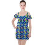 Colorful stars pattern                                                                    Ruffle Cut Out Chiffon Playsuit