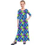 Colorful stars pattern                                                                    Kids  Quarter Sleeve Maxi Dress