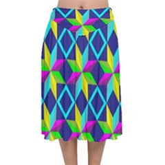 Velvet Flared Midi Skirt 