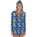 Colorful stars pattern                                                                     Women s Long Sleeve Hooded T-shirt