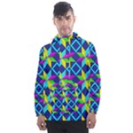 Colorful stars pattern                                                                    Men s Front Pocket Pullover Windbreaker