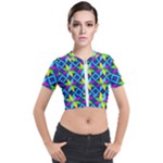 Colorful stars pattern                                                                     Short Sleeve Cropped Jacket