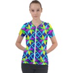 Colorful stars pattern                                                                    Short Sleeve Zip Up Jacket