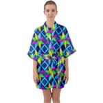 Colorful stars pattern                                                                    Quarter Sleeve Kimono Robe