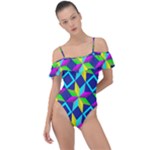 Colorful stars pattern                                                                    Frill Detail One Piece Swimsuit