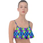 Colorful stars pattern                                                                    Frill Bikini Top