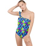 Colorful stars pattern                                                                     Frilly One Shoulder Swimsuit