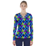 Colorful stars pattern                                                           V-Neck Long Sleeve Top