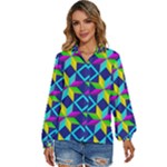 Colorful stars pattern                                                            Women s Long Sleeve Button Down Shirt