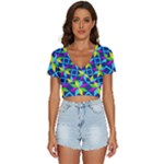 Colorful stars pattern                                                            V-Neck Crop Top