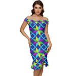 Colorful stars pattern                                                           Ruffle Split Hem Bodycon Dress