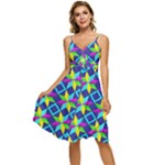 Colorful stars pattern                                                          Sleeveless Tie Front Chiffon Dress