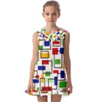 Colorful rectangles                                                             Kids  Pilgrim Collar Ruffle Hem Dress