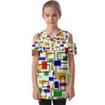 Colorful rectangles                                                            Fold Over Open Sleeve Top