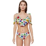 Colorful rectangles                                                              Ruffle Edge Tie Up Bikini Set