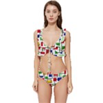 Colorful rectangles                                                              Low Cut Ruffle Edge Bikini Set