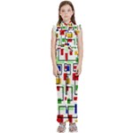 Colorful rectangles                                                               Kids  Sleeveless Ruffle Edge Band Collar Chiffon One Piece