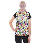 Colorful rectangles                                                                   Women s Button Up Puffer Vest