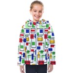 Colorful rectangles                                                                     Kids  Hooded Puffer Jacket