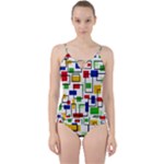 Colorful rectangles                                                                     Cut Out Top Tankini Set