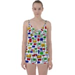 Colorful rectangles                                                                     Tie Front Two Piece Tankini