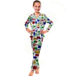 Colorful rectangles                                 Kid s Satin Long Sleeve Pajamas Set