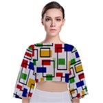 Colorful rectangles                                                                    Tie Back Butterfly Sleeve Chiffon Top