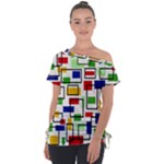 Colorful rectangles                                                                     Off Shoulder Tie-Up Tee