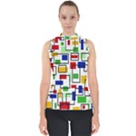 Colorful rectangles                                                                      Mock Neck Shell Top