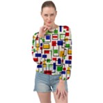 Colorful rectangles                                                                     Banded Bottom Chiffon Top